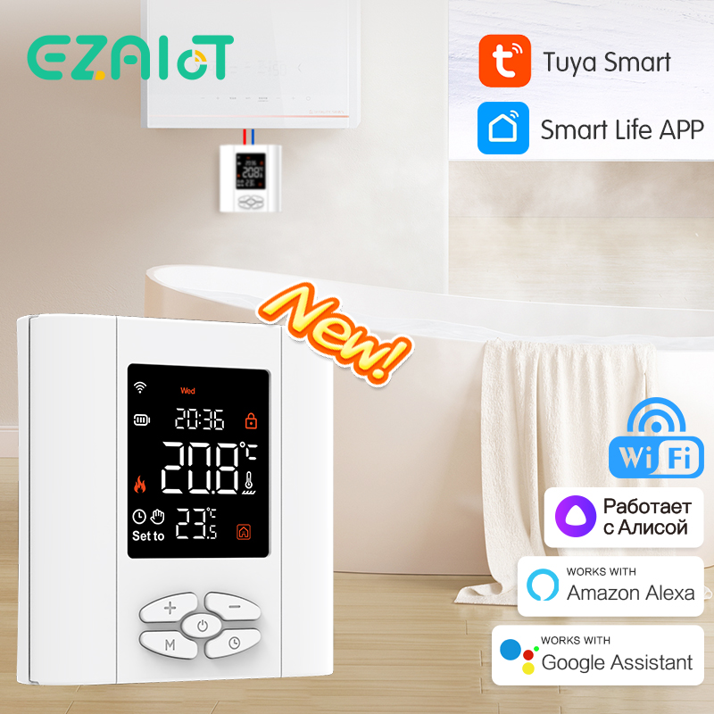 Smart Home Living Room - Tuya WiFi Smart Thermostat Wireless Battery