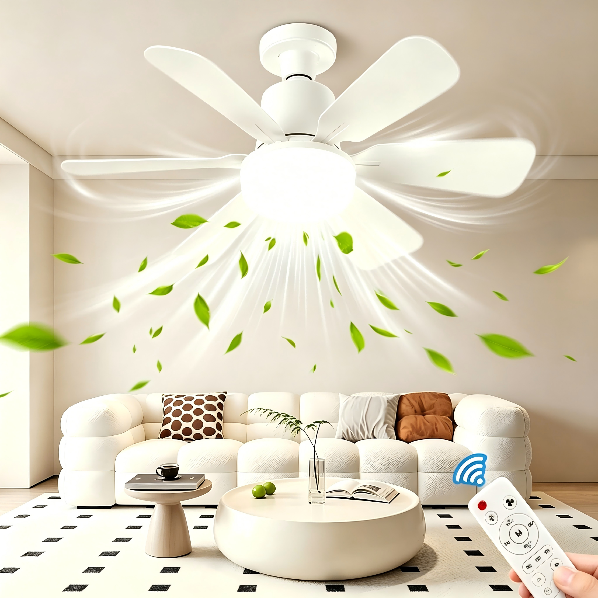Smart Home Living Room - 40W Ceiling Fan with Remote Control,
