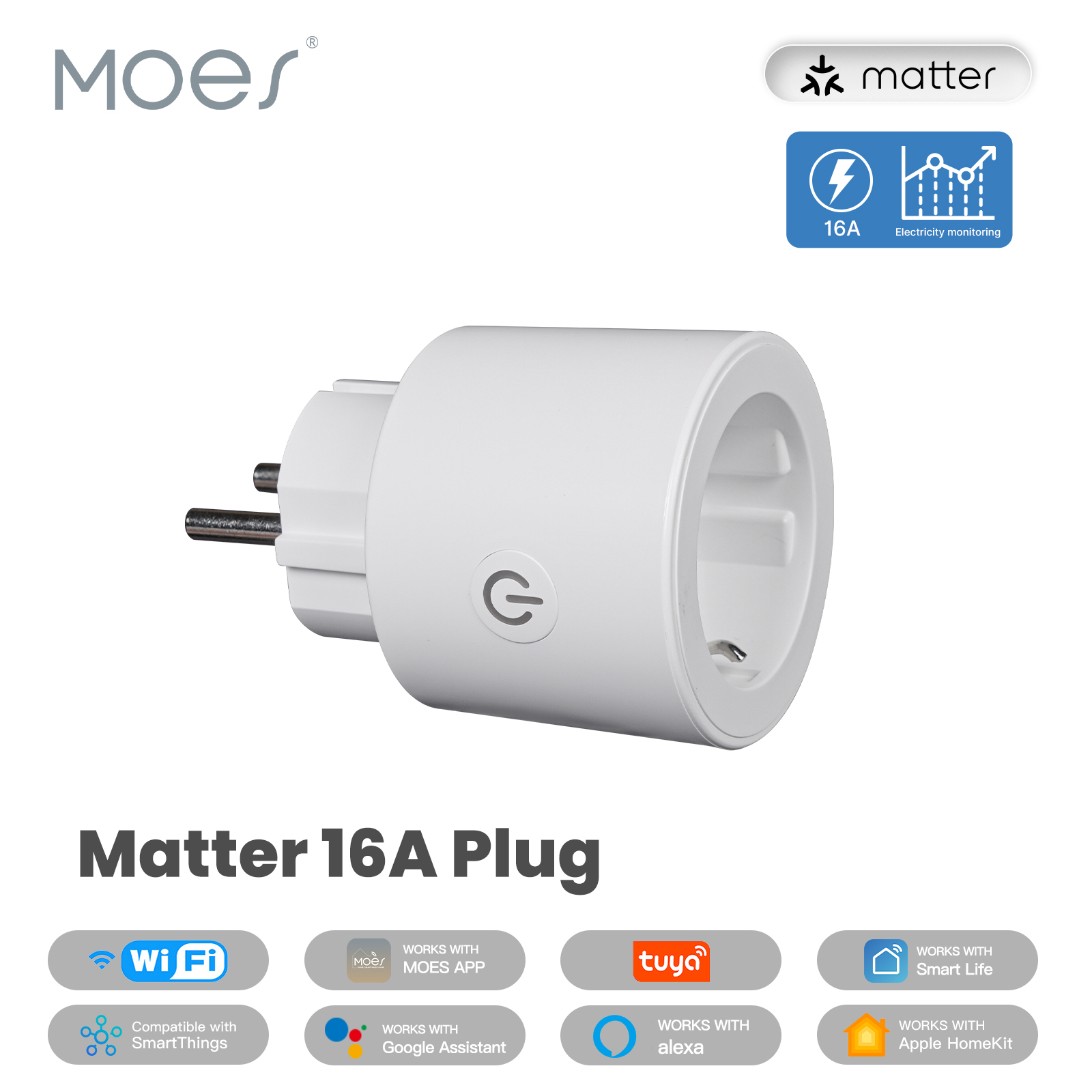 MOES Smart EU/US/UK Plug Matte - Smart Home Living Room ulasan dan harga