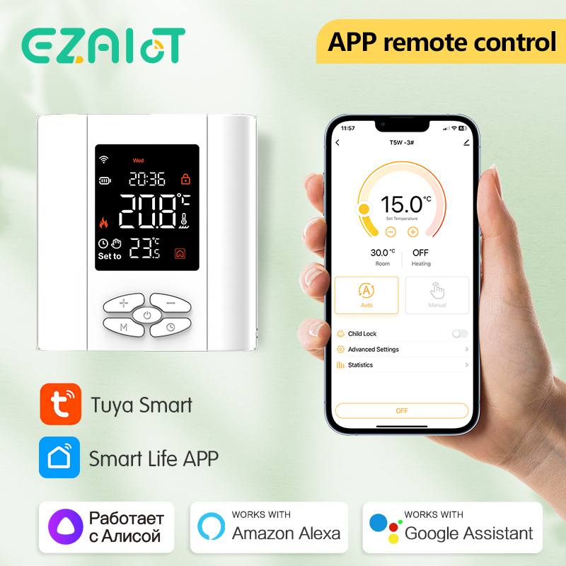 Tuya WiFi Smart Thermostat Wir - Smart Home Living Room ulasan dan harga