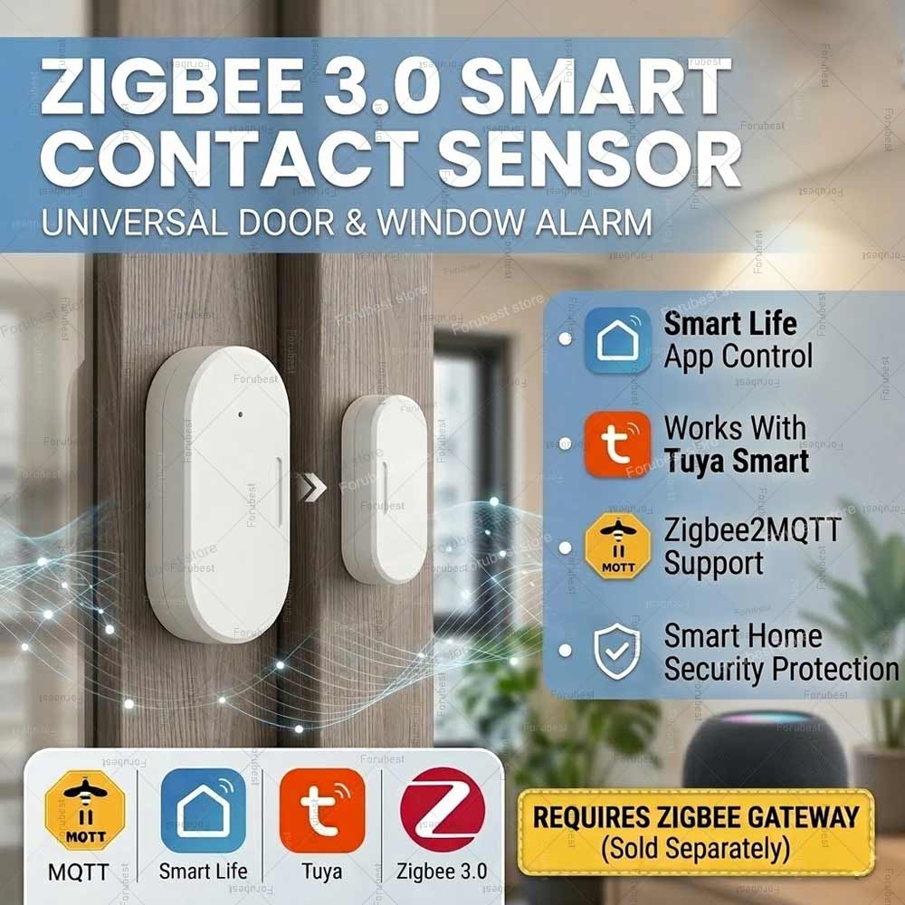 Tuya Zigbee Door Window Sensor - Smart Home Mqtt ulasan dan harga