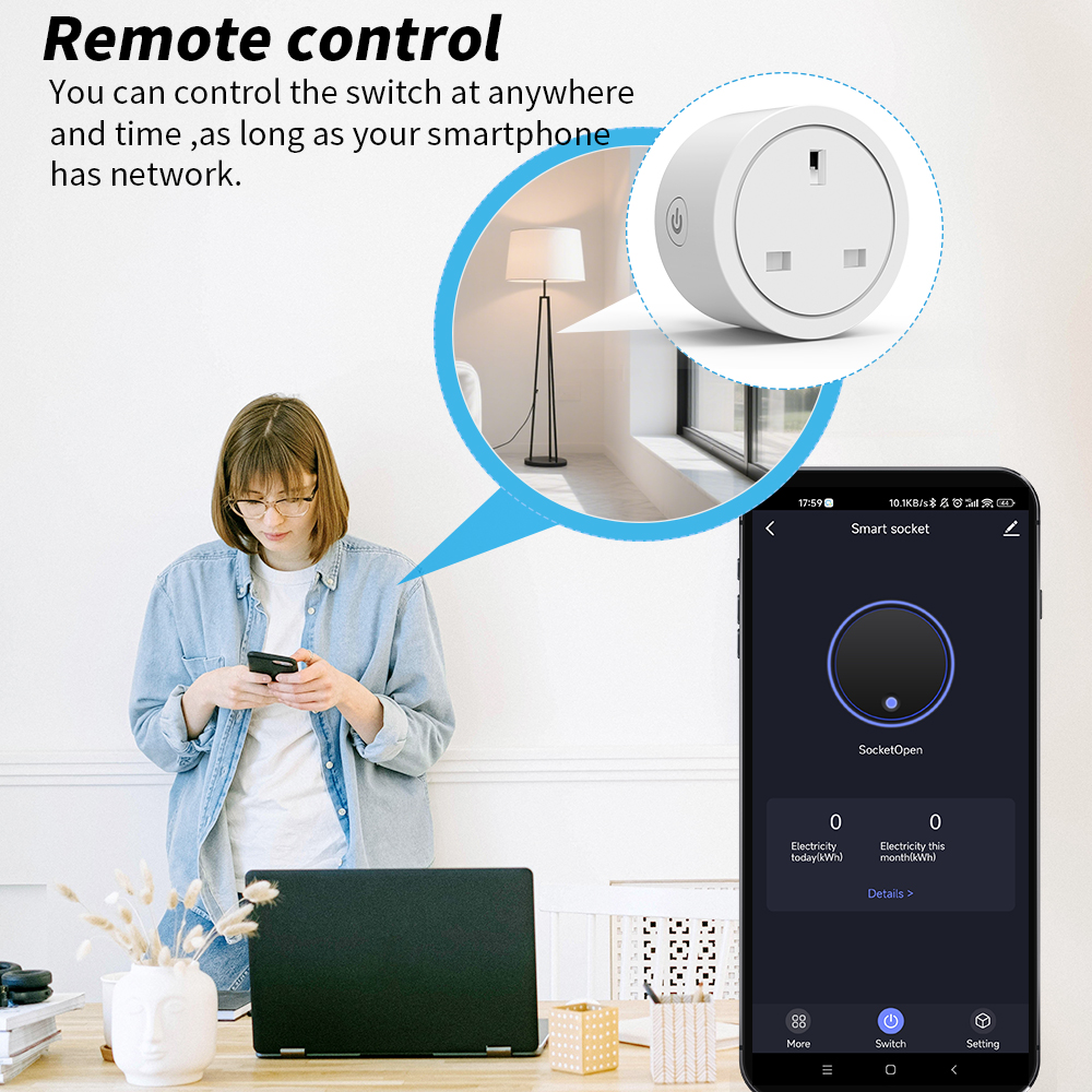 WiFi Smart Socket 16A UK Plug  - Smart Home Energy App ulasan dan harga