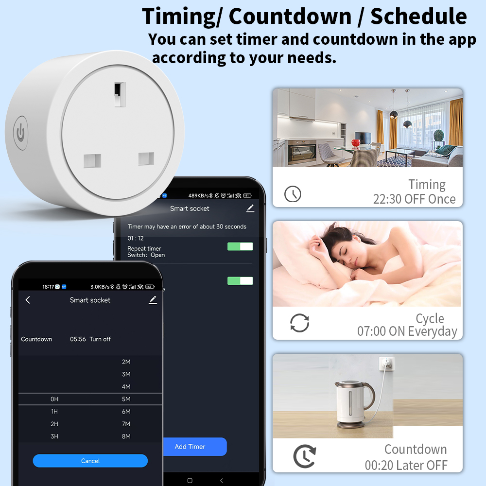 WiFi Smart Socket 16A UK Plug  - Smart Home Energy App ulasan dan harga