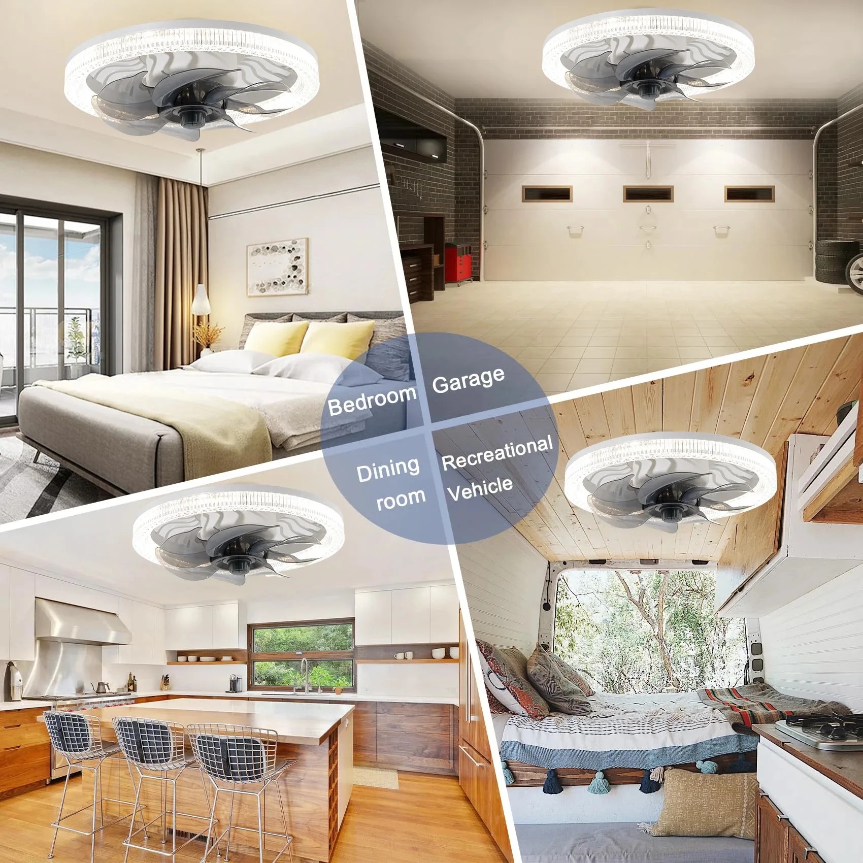 Smart LED Ceiling Fan Light wi - Smart Home Living Room ulasan dan harga