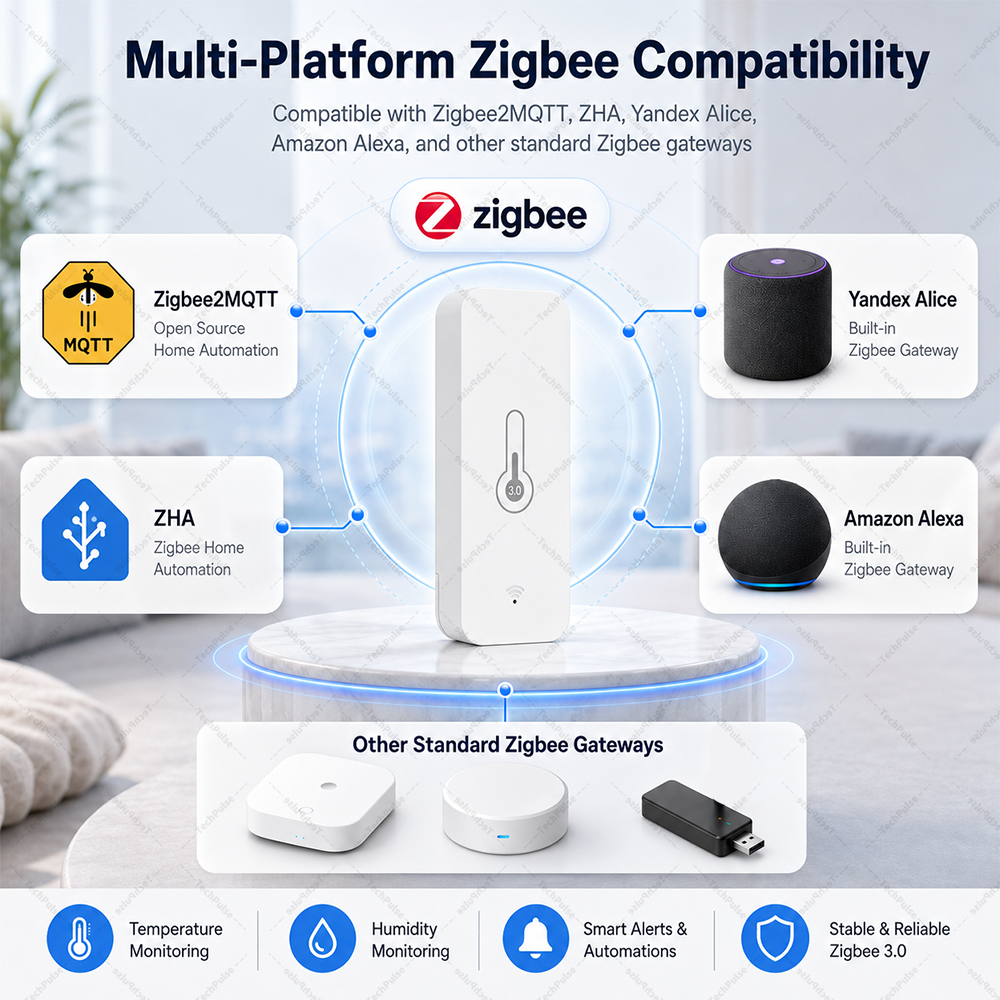 Zigbee 3.0 Temperature and Hum - Smart Home Mqtt ulasan dan harga