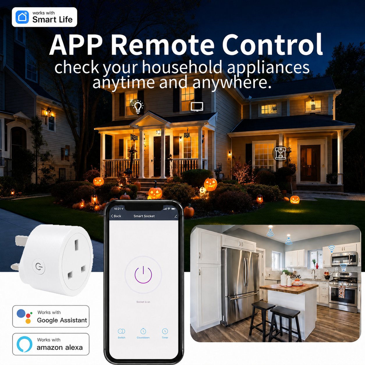Tuya UK-Standard Smart Plug Wi - Smart Home Or Smart Home ulasan dan harga