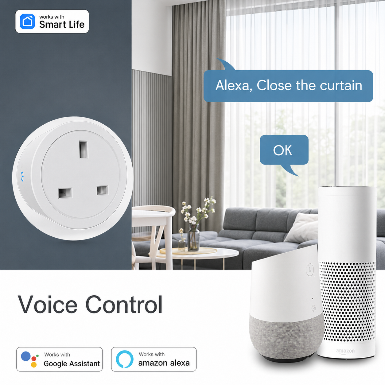Tuya UK-Standard Smart Plug Wi - Smart Home Or Smart Home ulasan dan harga