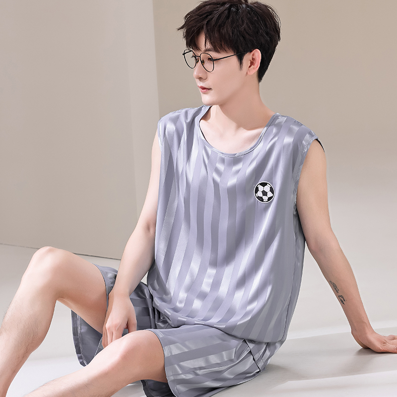 Summer Men Pyjamas Ice Silk Pa - Smart Home Plus ulasan dan harga