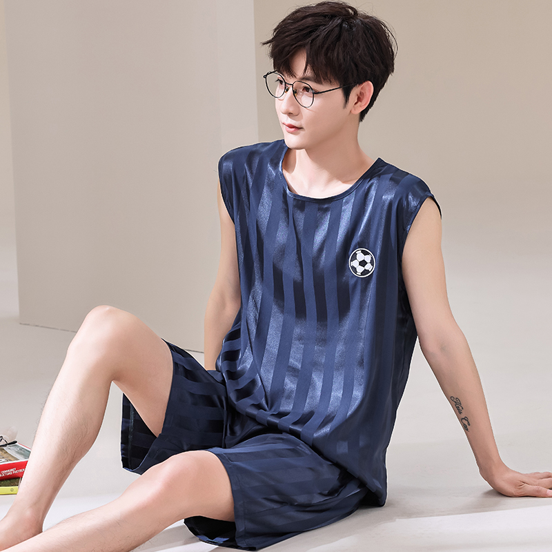 Summer Men Pyjamas Ice Silk Pa - Smart Home Plus ulasan dan harga