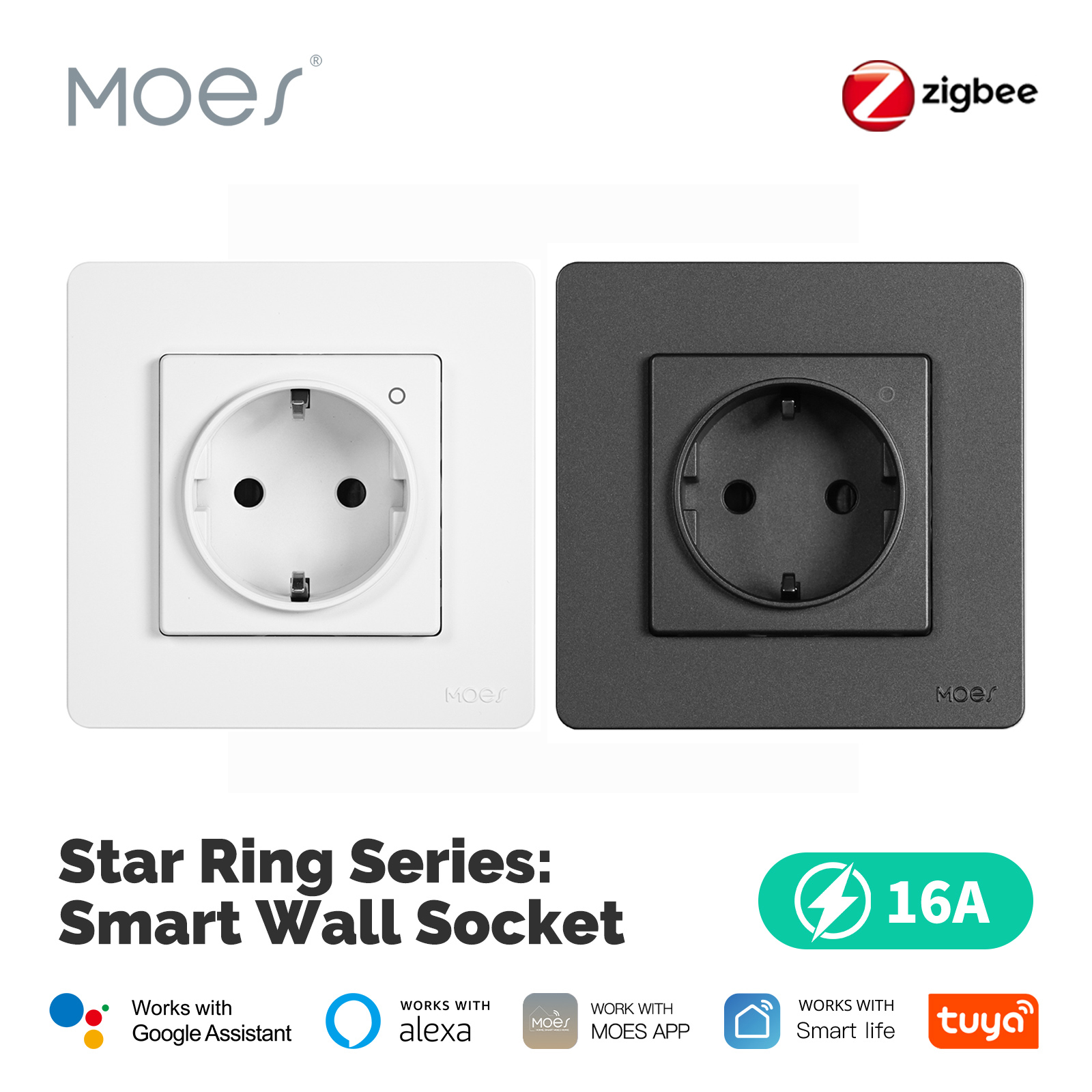 MOES Tuya ZigBee Wall Socket E - Smart Home Energy App ulasan dan harga