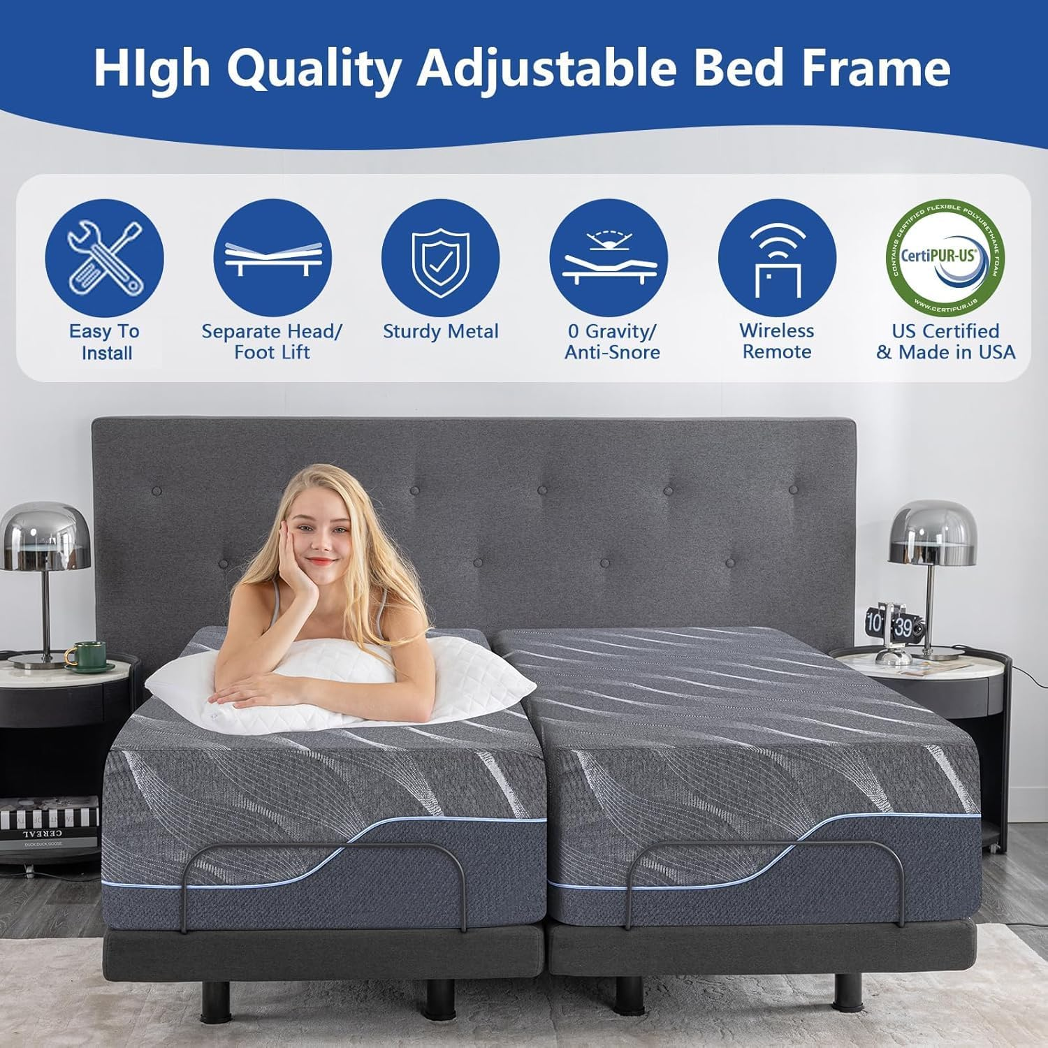 Twin XL Adjustable Bed Frame w - Smart Home Xl ulasan dan harga