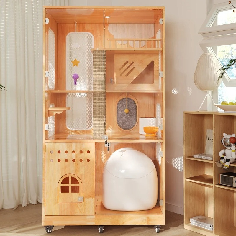 XL solid wood cat villa can pu - Smart Home Xl ulasan dan harga