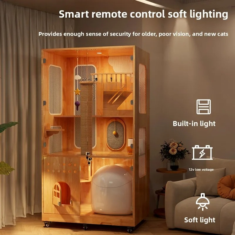 XL solid wood cat villa can pu - Smart Home Xl ulasan dan harga